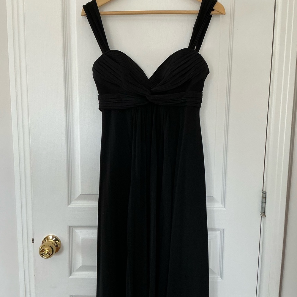 BCBGMaxAzria Black Pleated Bust Sleeveless Maxi Dress